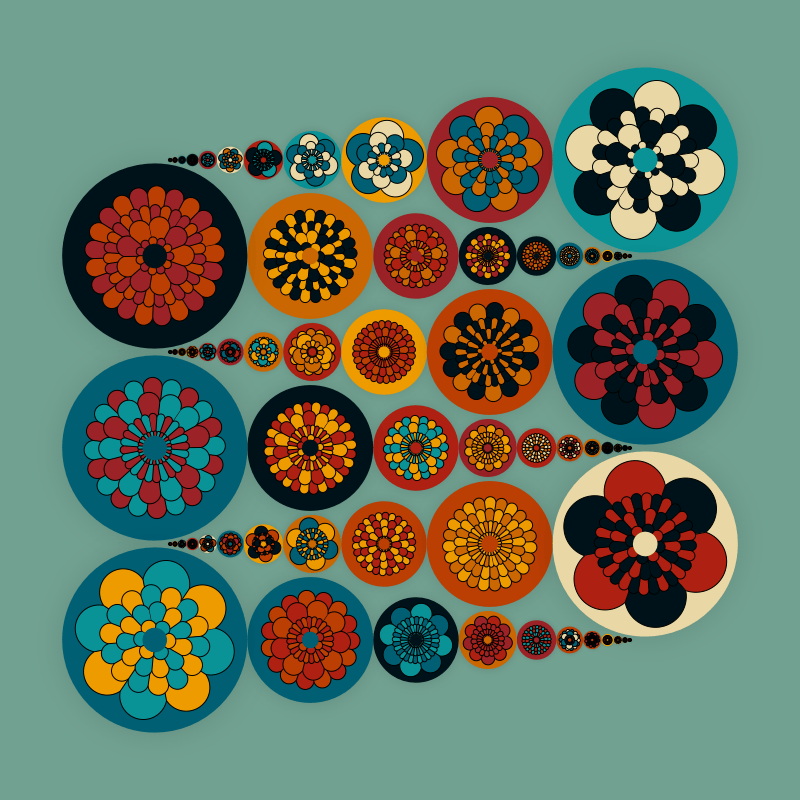 Layered flower waves with blur