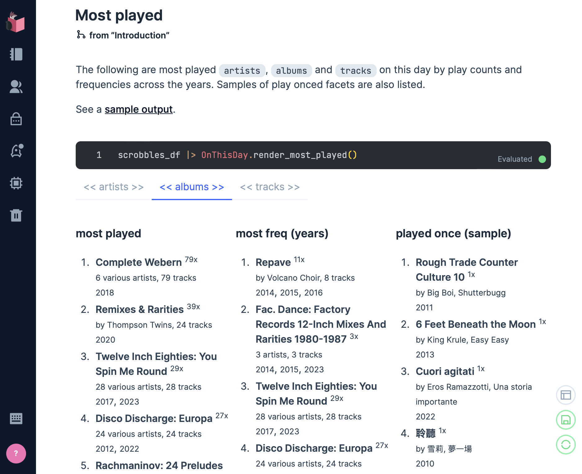 on this day most played analytics