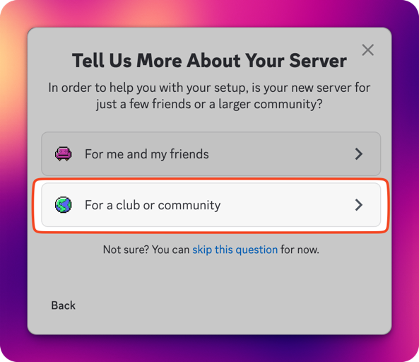 Create Server step 2