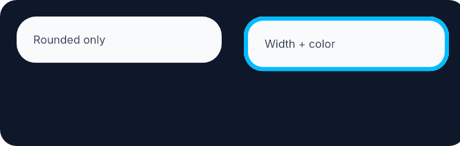 Rendered border radius and width example