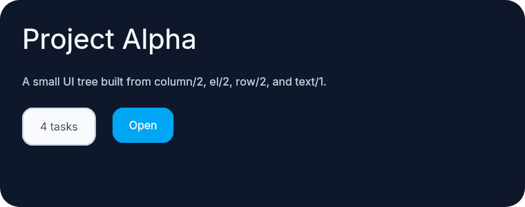 Rendered basic Emerge.UI tree example