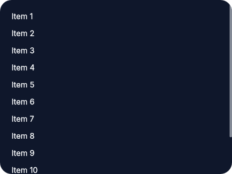 Rendered vertical scroll container
