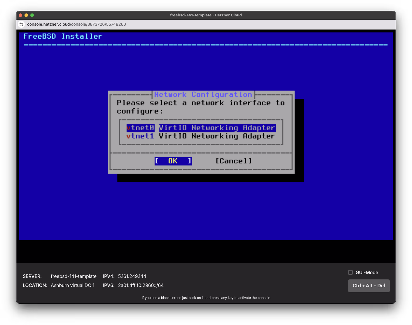 vtnet0 Configuration