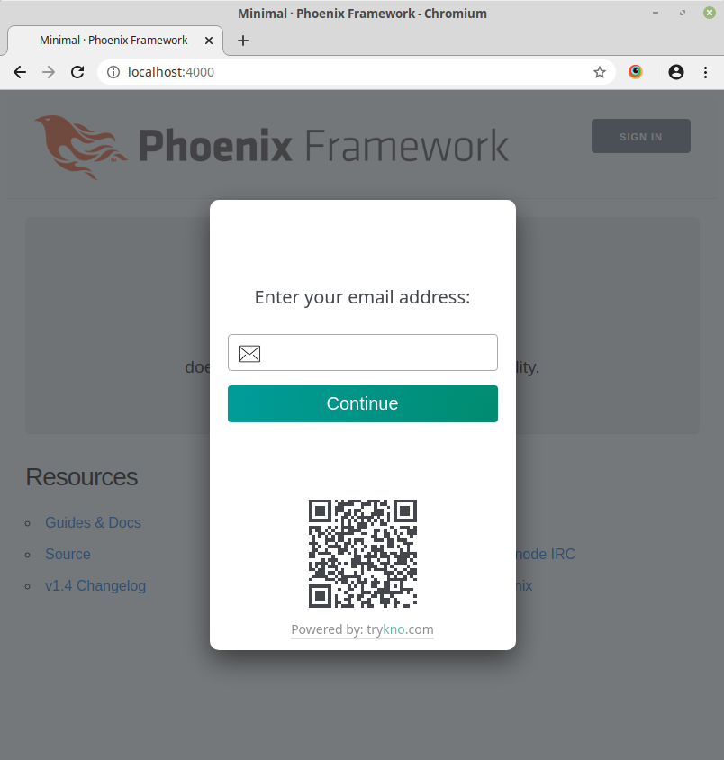 Example of local sign in page