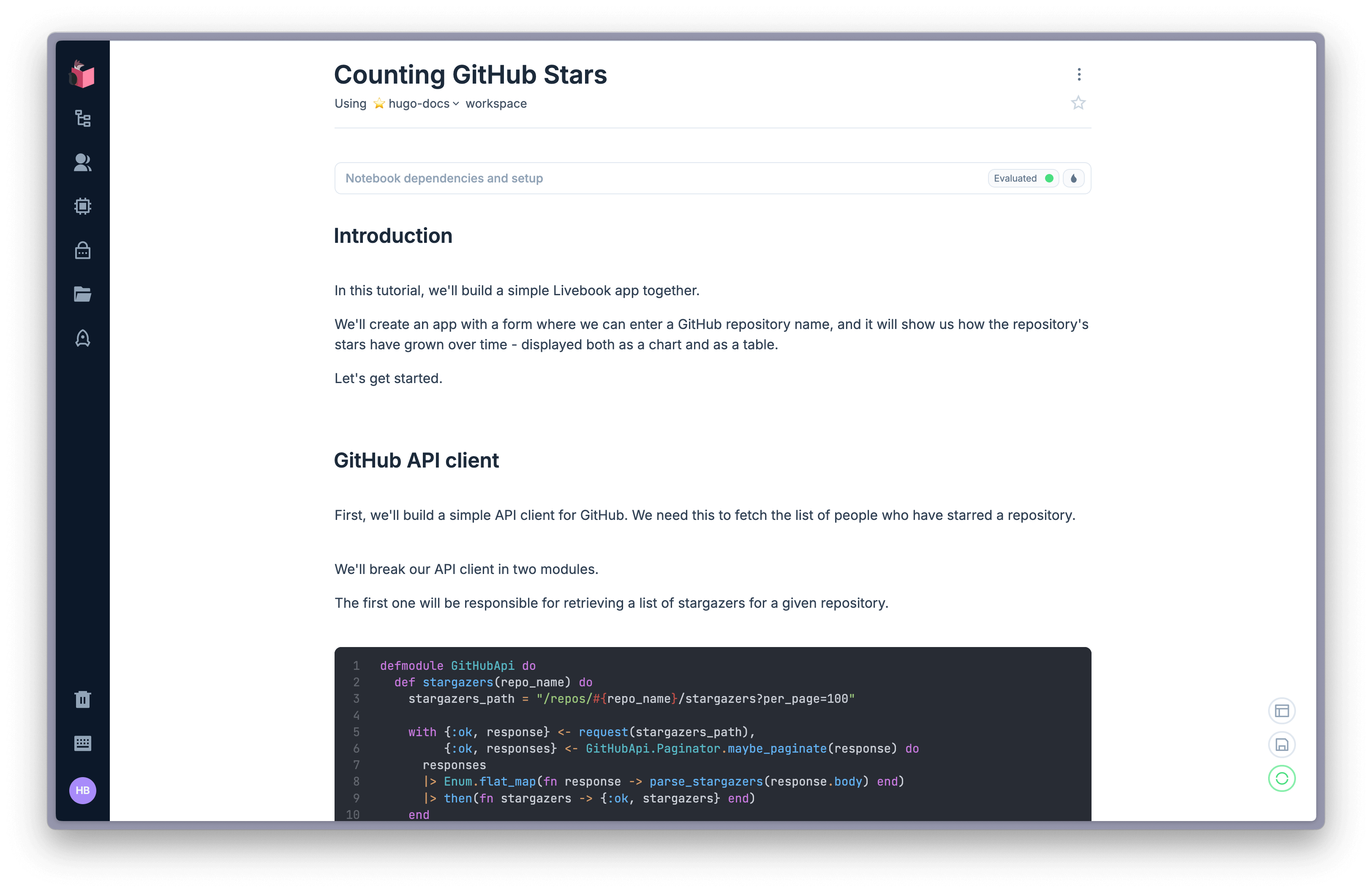 github stars livebook notebook