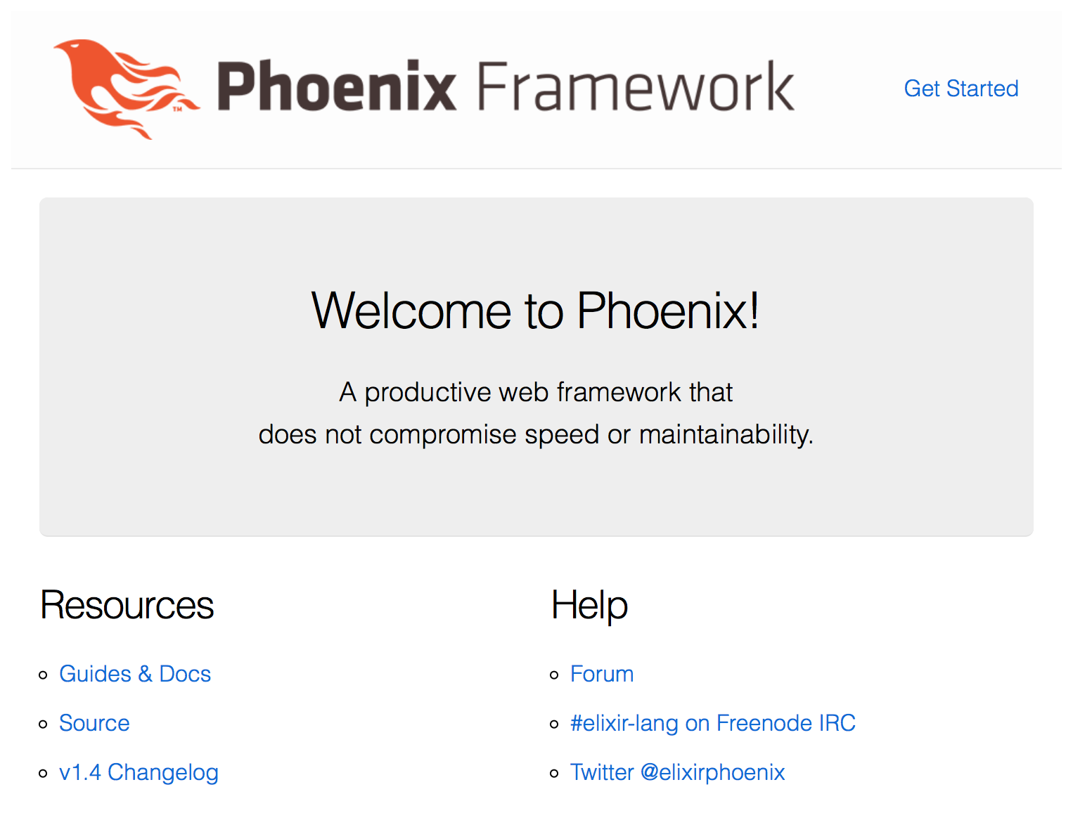 Phoenix Welcome Page