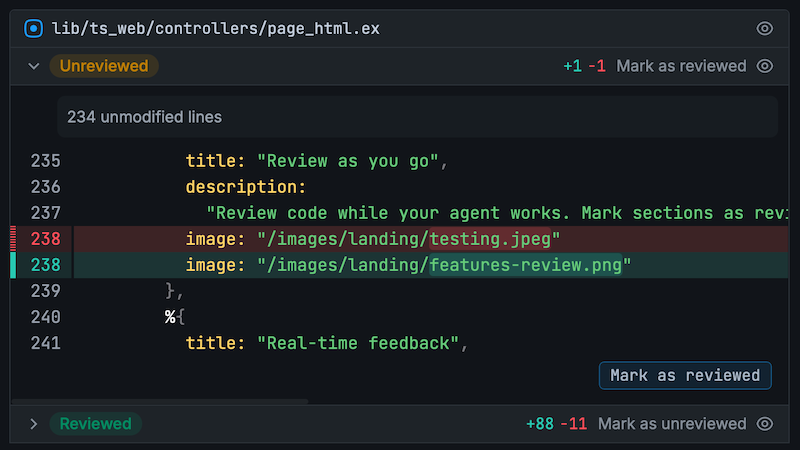 Code review: review / unreviewed